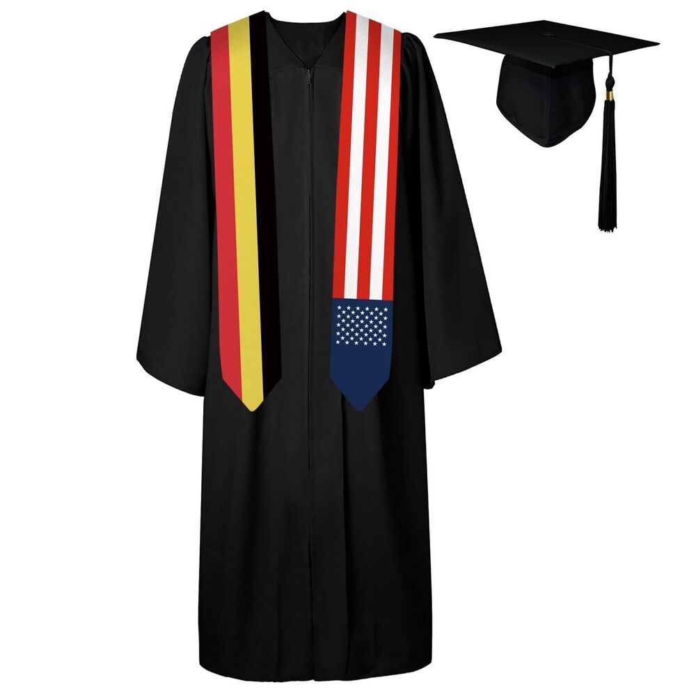 8924 72 Inch Belgium Flag and USA Flag Graduation Sash Unisex Adults